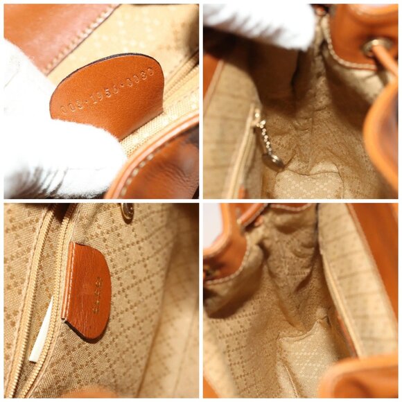 GUCCI Bamboo Backpack Leather Brown Gold - Picture 15 of 16